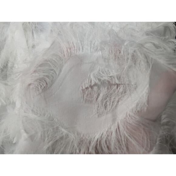 White gauzy eyelash fringe collared buttoned dress w/3/4 length sleeves XL - Picture 9 of 9